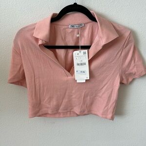 Large pink/peachy Zara crop top